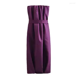 Casual Dresses Autumn Women's Sexy Girl Loose And Versatile Straight Collar Back Slit Tube Top Dress Belted Backless Midi Skirt