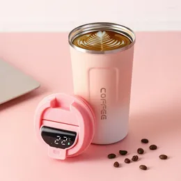 Water Bottles 510ml Gradient Color Insulated Coffee Mug Smart LED Temperature Display Thermal Tumbler Vacuum Thermoses Copo Termico