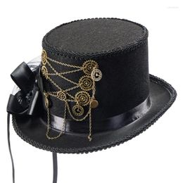 Berets Handmade Steam Punk Hat Men Women Clock Cogs Chains Top Hats Goth Lolita Party Stage Fancy Dress