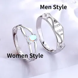Cluster Rings French Princess And Knight Couple Ring Simple Fashion Men Women Opening Silver Plated Romantic Valentine Day Gift