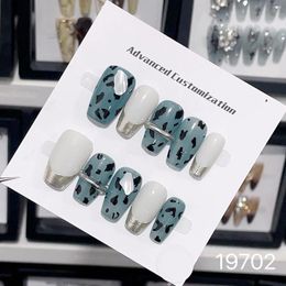 Party Favor Hand Made Short Square Press On Nails With Charms Y2K Gift Ideas Designed 10 Pcs Wearable Full Cover Finger Nail Tips