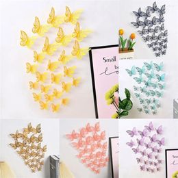 Gift Wrap 12PCS/Pack 3D Butterfly Wall Decals Stickers Hollow Butterflies Art Decor For Party Home