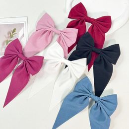 Bandanas 5pcs Solid Color Ribbons Medium Bow Hair Clips Women's Daily Accessoriesforest Style Cute Accessories