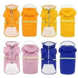 Dog Apparel 1PC 2XL-5XL Raincoat For Large Pet Reflective Strip Rain Poncho Jacket Waterproof Hooded Coat Outdoor Breathable Puppy Cloth