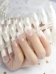 Whole 10 Sets Crystal Clear White French False Transparent Fake Nails Full Cover Square Head Manicure Nails Faux Ongle5888856