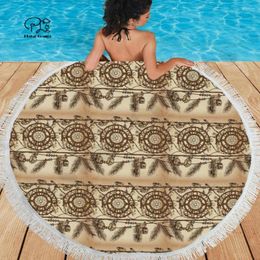 Towel Native Pattern Beach Shawl Fast Drying Swimming Gym Camping Big Round Yoga 3D All Over Printed