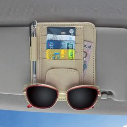 Car Sun Visor Organiser Multi-Pocket Auto Interior Accessories Pocket Organiser Car Document Storage Pouch Sunglasses Pen Holder