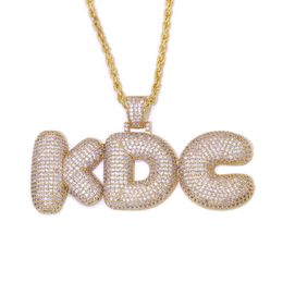 Custom Name Letters Pendant Necklaces For Mens Hip Hop Cubic Zircon Necklace Gold Silver Chain Jewellery 2485