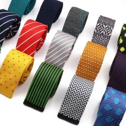 New Orange Knit Necktie Striped Dot Solid Colour Slim Skinny Ties For Men Fit Casual Party Dinner Tuxedo Suit Shirt Accessories