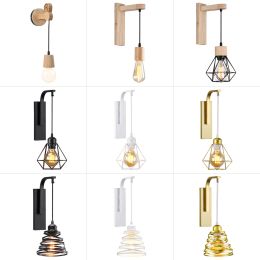 Modern Vintage LED Wall Lamp Bedside Drop Light Fixture Luminaire Indoor Lighting Lampshade Hanging Sconce Nordic Home Decor E27