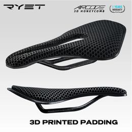 RYET 3D Printed Bicycle Saddle Ultralight Carbon Fiber Hollow Comfortable Breathable MTB Gravel Road bike Cycling Seat Parts 240523