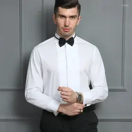 Men's Dress Shirts Classic Winged Collar White Shirt For Mens Wingtip Tuxedo Formal Black Bow Tie Party Dinner Wedding Bridegroom Tops