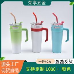 40oz Giant Car Cup Large Capacity Handle Cup 304 Stainless Steel Vacuum Insulation and Cold Insulation Ice Cup