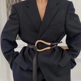 New Fashion Soft Faux Leather Belts Women Big Alloy Buckle Thin Double Layer Waistbands Shirt Knotted Belt Long Waist Belts 2020 278b
