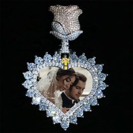 Miglior produttore di gioielli personalizzato sterling sier vvs moissanite diamond flower cail cuore ciondolo foto