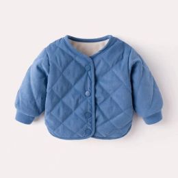 Recém-nascido Baby Girl Garoto de Fleece dentro da jaqueta infantil infantil infantil casaco de manga longa casual cor de cor, roupas de bebê 12m-5y