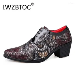 Casual Shoes LWZBTOC Mens Snake Skin Dress High Heel Heighteen Party Leather Oxfords Serpentine Design