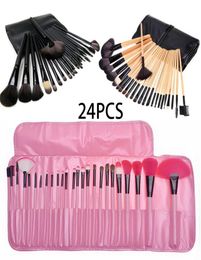 24pcsset Professional Makeup Brush Set Case Portable Cosmetic Powder Lip Eyeshadow Brushes with Bag Make Up Tools Toiletry Kit5728504