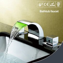 Kitchen Faucets Three-colors Change With Temperature Water Tap Waterfall LED Changing Color Bathroom Sink Faucet Basin Mixer