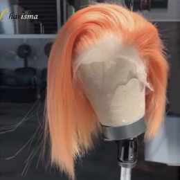 Charisma Synthetic Lace Front Wig Short Bob Style Wigs For Women Pink Green Ginger Red High Density Lace Cosplay Wigs