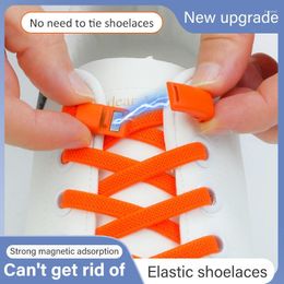 Shoe Parts Magnetic Shoelaces No Tie Colorful Elastic Laces Sneakers Flat Kids Adult Fast Shoestrings Metal Buckles