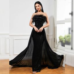 Party Dresses Bowith Evening Luxury Dress Black Strapless Backless Gown Prom Elegant For Women Wedding Formal Occasion Gala Gift