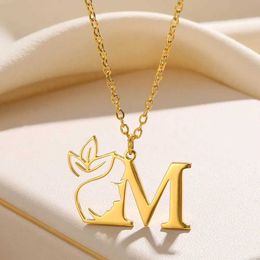 Pendant Necklaces Beauty Flower Initial Necklace Womens Gift Stainless Steel Gold Letter Pendant Necklace Alphabet Jewellery S2452599 S2452466