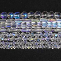 ナチュラルホワイトクリスタルビーズABカラードロップキューブラウンド長方形の形状ファセットガラスビーズ宝石製造アクセサリー用