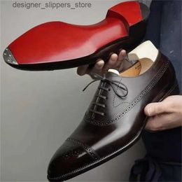 Dress Shoes Oxford mens shoes red sole fashionable business leisure party banquet day retro border cloth Rogge dress shoes Q240525
