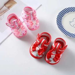 X9G5 First Walkers Newborn Baby Girl Sweet Princess Shoes Childrens Cute Letter Pattern Walker Bow Knot Soft Sole Anti slip Casual d240528