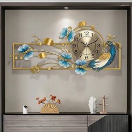 Wall Clocks Art Peacock Clock Modern Luxury Large Living Room Decoration Creative Digital Silent Watch Metal Home Decor Fgnfi