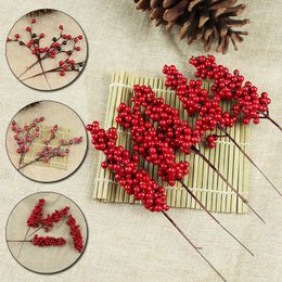 Decorative Flowers Artificial Foam Red Berries Pomegranate Branch DIY Flower Arrangement Pography Props Wedding Christmas Party Home