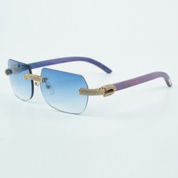 Micro-paved diamond 8100906 with natural blue wood leg lenses and sunglasses, size: 56-18-135mm