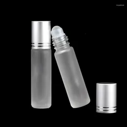 Storage Bottles 15ml Clear Frosted Glass Bottle Or Steel Roller Roll-on Essential Oil Refillable Perfume Deodorant Liquid LX9256