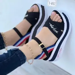 Dress Shoes Women's Casual Wedges Platform 2024 Summer Designer Brand Buckle Outdoor Non-slip Beach Sandals Zapatos Plus Size 35-43