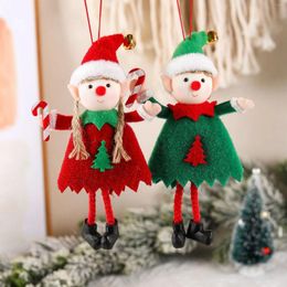 Christmas Decorations Decor Handmade Small Hanging Red Elf Doll Toy Plush Tree Ornament 2024 Xmas Gifts Year
