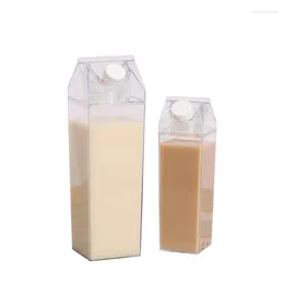 Tumblers 500ml/1000ml Milk Carton Water Bottle Transparent Plastic Portable Clear Box For Juice Tea Bottles Drinking Cup BPA Free