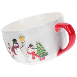 Mugs Christmas Mug Cup Camping Camp Gift Cocoa Coffee Cups Cereal Water Soup Winter Breakfast Holiday Ceramic Snowman