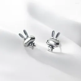 Stud Earrings 925 Thai Silver Funny Fashion On 2024 Trend For Women Jewellery Screw-Back Female Simple Cute Gift