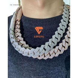 Wholesale 20Mm VVS Moissanite Diamonds Gold Plated Sier Miami Iced Out Cuban Link Chain Men's Hip Hop Necklace