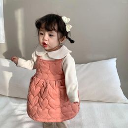 Girl Dresses Winter Baby Sleeveless Padded Dress Infant Solid Casual Strap Plus Velvet Thick Toddler Girls Warm Vest