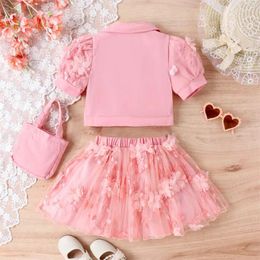 Clothing Sets Little Kids Girl 3Pcs Outfit Sleeveless Furry Crop Tops Elastic Plaid Pleated Skirt Set Toddler Summer Clothes