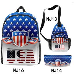 Backpack Harajuku Novelty Funny National Day 3D Print 3pcs/Set Pupil School Bags Travel Laptop Chest Bag Pencil Case