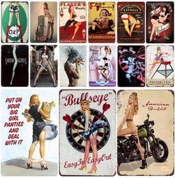 2021 Sexy Girls Plaque Vintage Tin Sign Pin Up Shabby Chic Decor Metal Vintage Bar Decoration Lady Garage Wall Poster Pub Home Cra5814034
