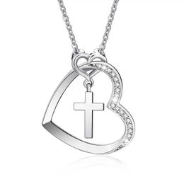 Collane a pendente Collana a croce Silver zirconia pietra zirconia pietra ciondolo per donne regalo Q240525