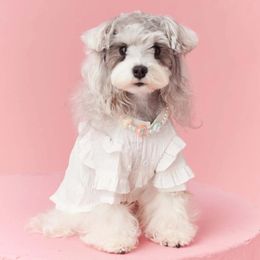 Dog Apparel White Shirt For Maltese Schnauzer Teddy Bear Cute Summer Pet Clothing Lady Dress