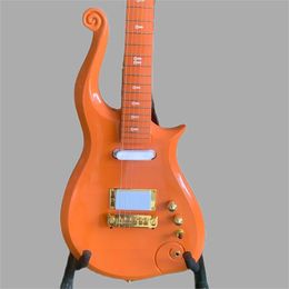 Special reel Horn Diamond Series Prince Cloud Peach Electric Guitar white pickup, white symbol inlay, gold bracket rod cover