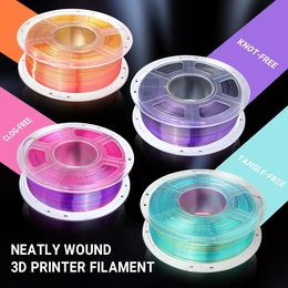 JAYO 3D Silk Pla Plus/ Dual/Triple Colours SILK 3D Printer Filament 1.75mm SILK Rabinbow 1.1kg/roll 3D Printing Materials