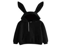 Autumn Winter Women Hoodies Kawaii Rabbit Ears Fashion Hoody Casual colors Solid Color Warm Sweatshirt For9235637