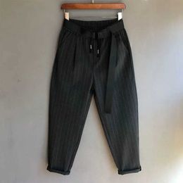 Мужские брюки Idopy Fashion Men Men Harem Joggers полосатые лодыжки платье для ремня Hip Hop Streetwear Hiphop Pants для человека Q240525